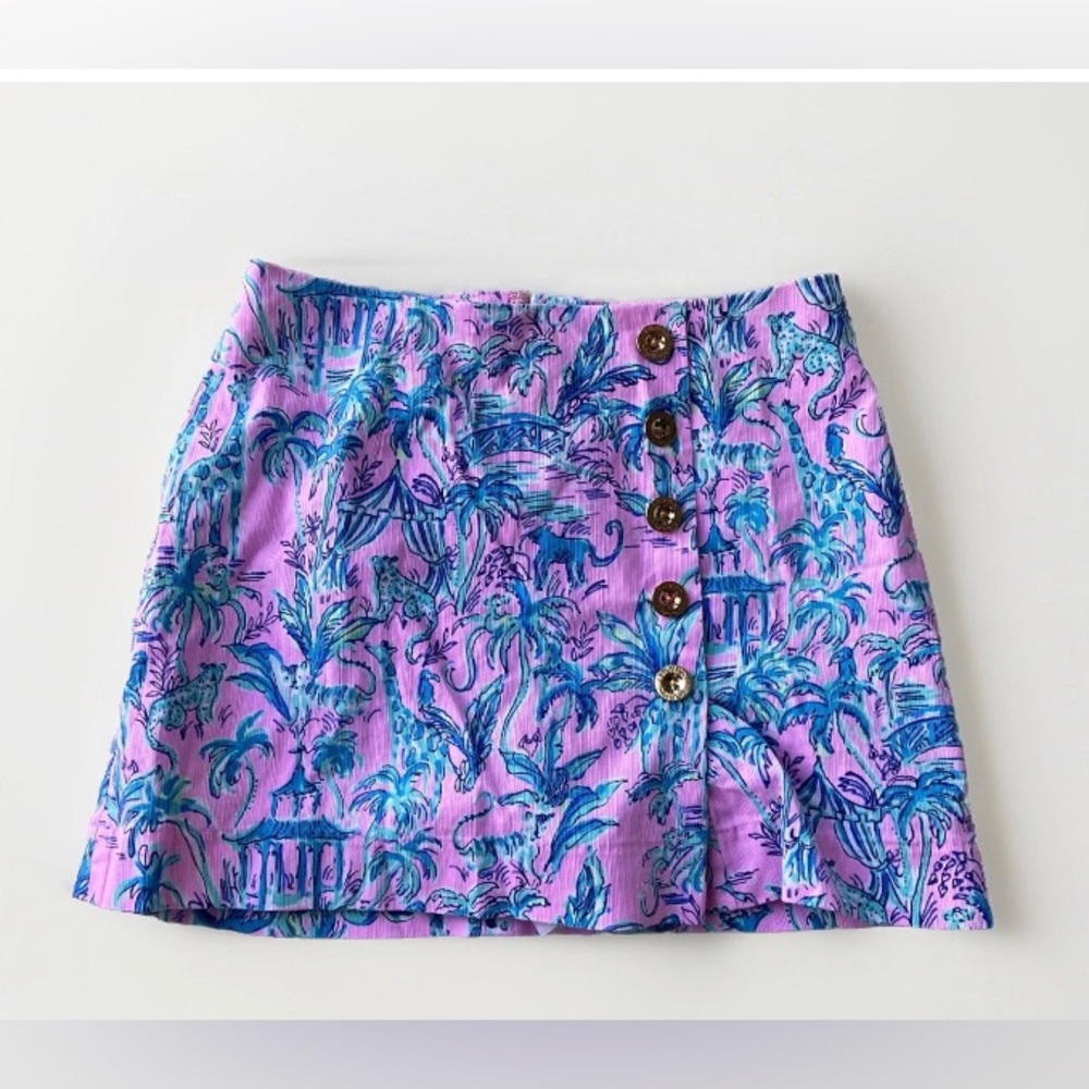 Lilly Pulitzer Sally Skort Lilac Rose Out of Office sz 0 Gazebo Animals